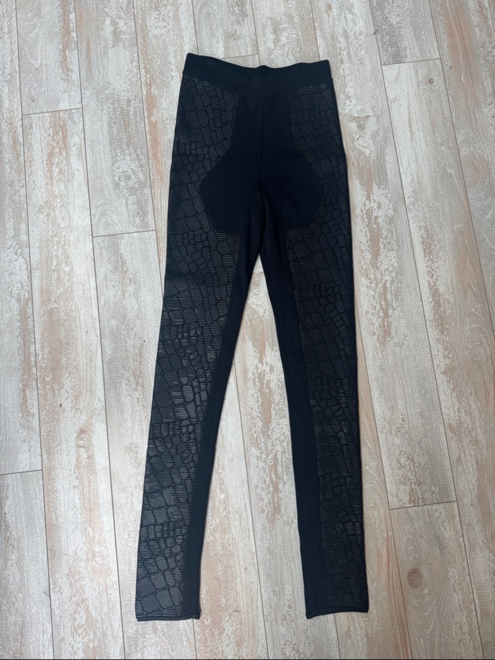 Alexander Wang Black Ribbed Textured Leggings High Rise